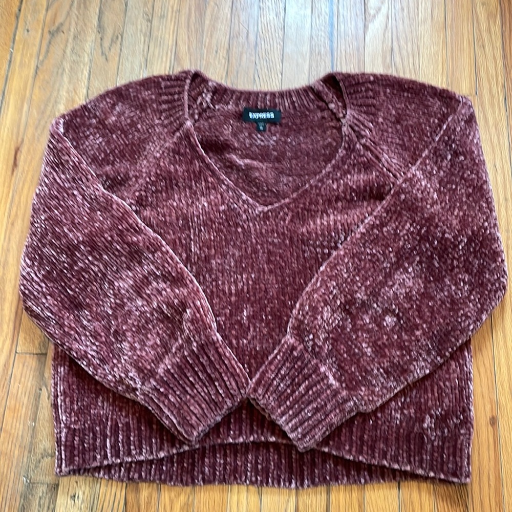 Chenille v neck sweater